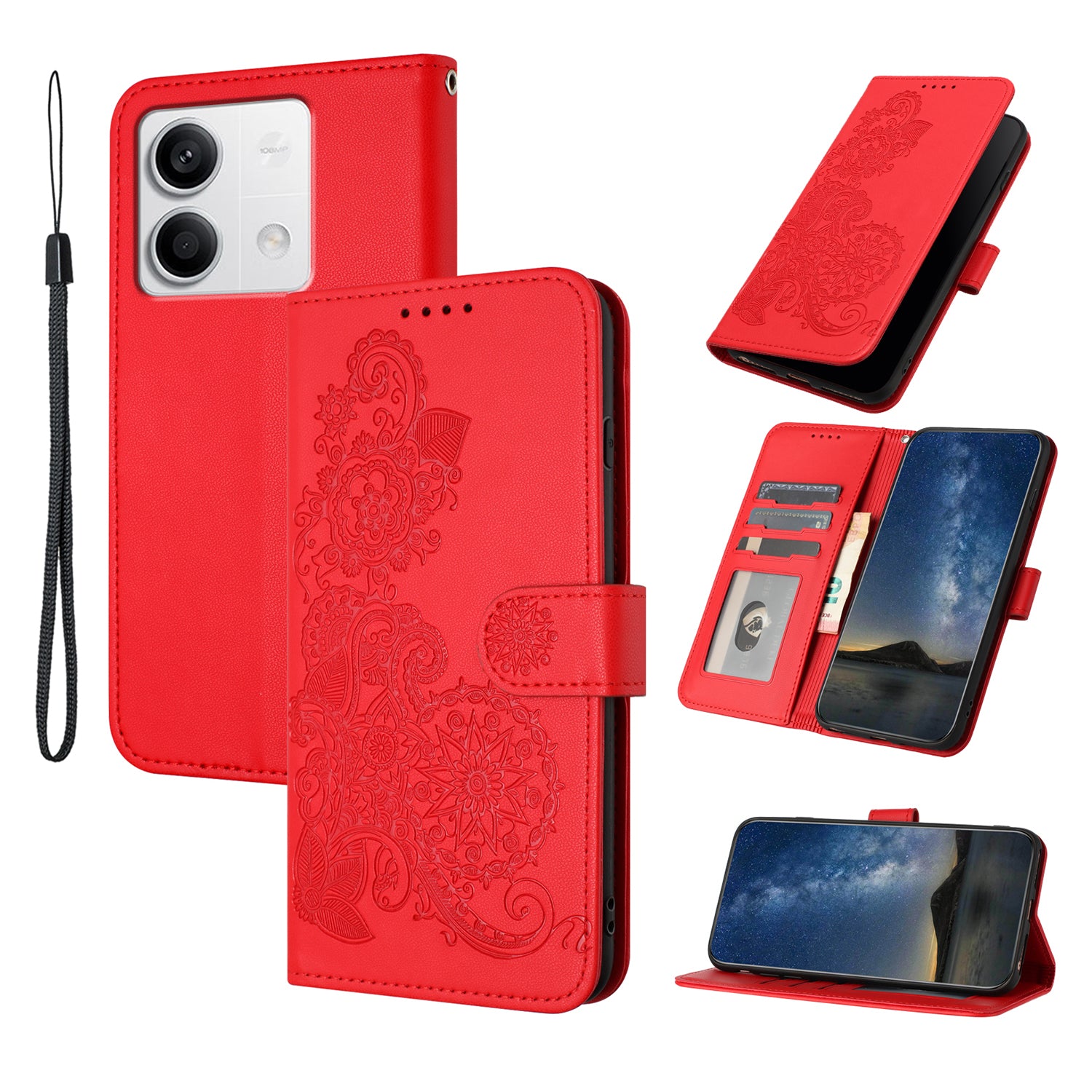 YX0050 For Xiaomi Redmi Note 13 4G Wallet Case Flower Pattern Imprinted Leather Phone Cover YX0050 For Xiaomi Redmi Note 13 4G Wallet Case Flower Pattern Imprinted Leather Phone Cover